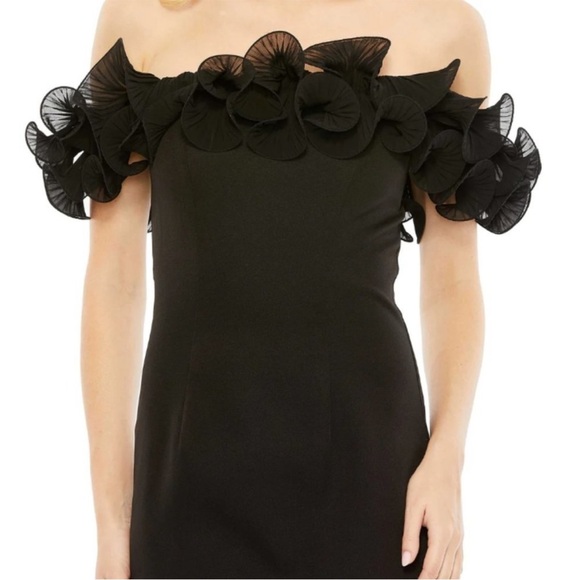 Mac Duggal Off The Shoulder Ruffle Column Gown Black 49643 - Picture 3 of 7